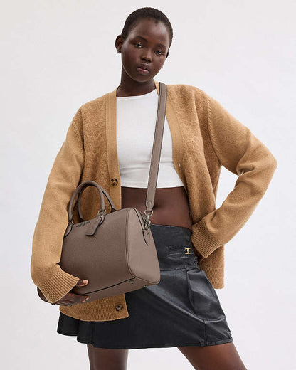 Rowan Large Satchel Bag Pebbled Leather-Qb-Dark Stone Pebbled Leather-Qb-Dark Stone