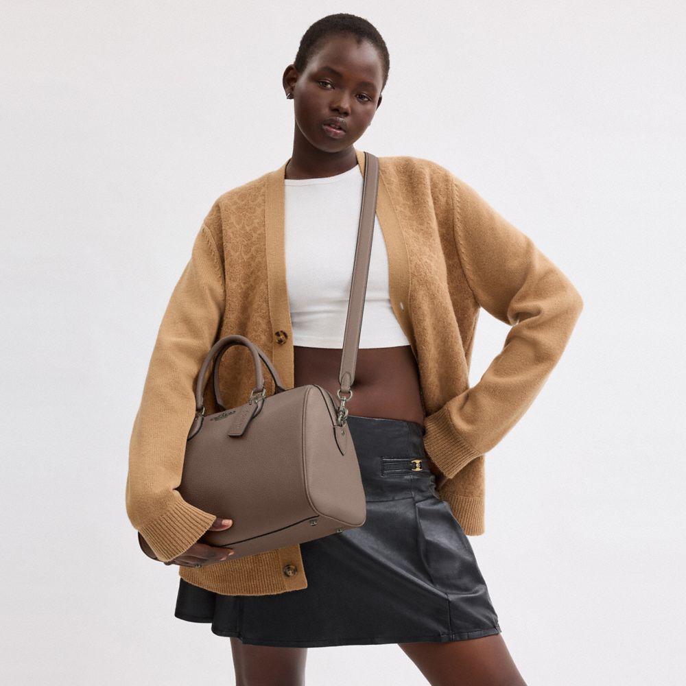Rowan Large Satchel Bag Pebbled Leather-Qb-Dark Stone Pebbled Leather-Qb-Dark Stone