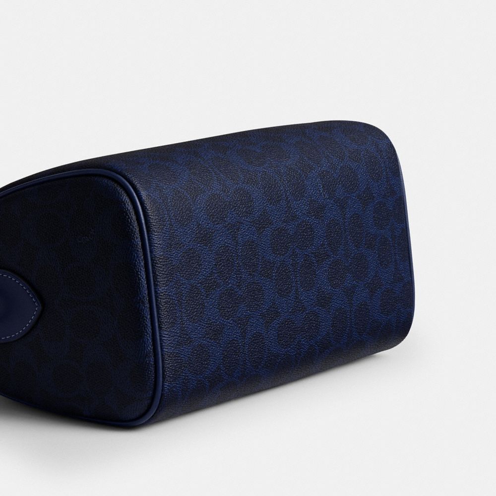 Coach Rowan Satchel Bag In Signature Canvas Gold/Navy