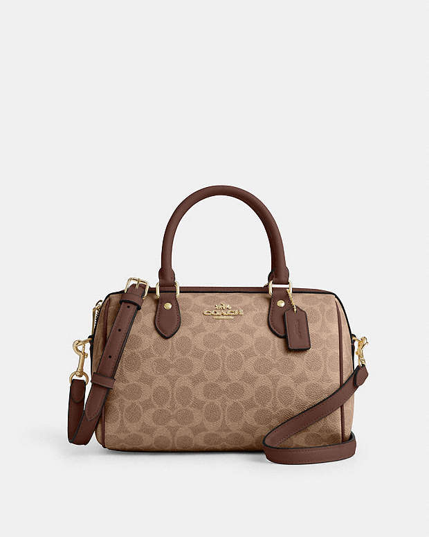 Rowan Satchel Bag In Signature Canvas Signature Canvas-Gold-Tan-Brown Signature Canvas-Gold-Tan-Brown