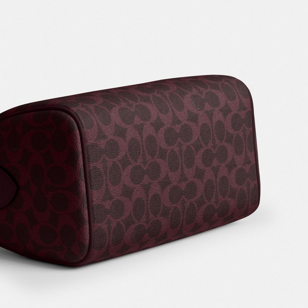 Coach Rowan Satchel Bag In Signature Canvas Gold/Black Currant Multi