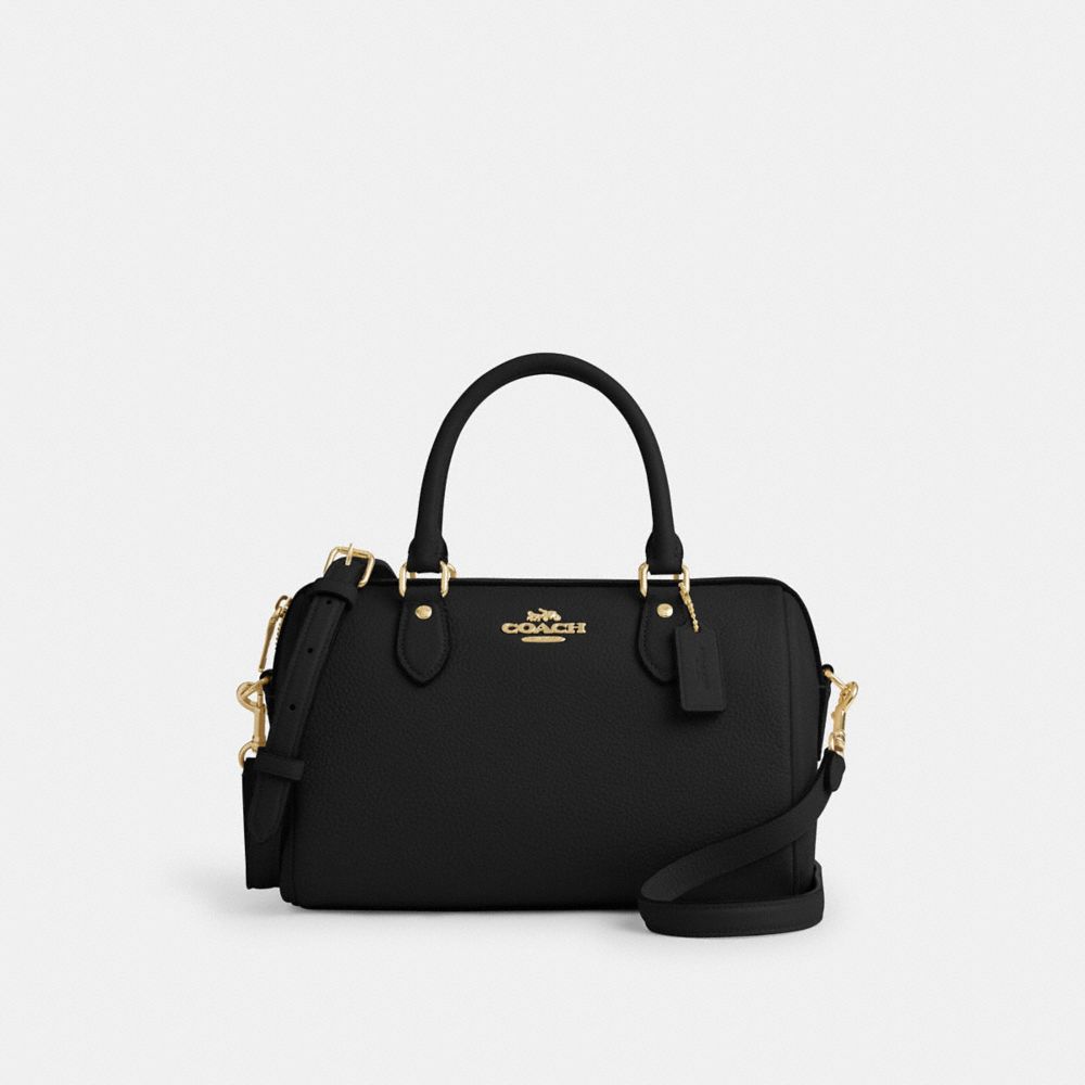 Coach Rowan Satchel Bag Gold Black