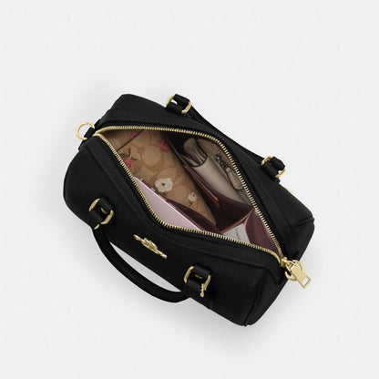 Coach Rowan Satchel Bag Gold Black