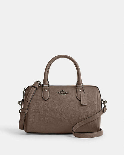 Rowan Satchel Bag Pebbled Leather-Qb-Dark Stone Pebbled Leather-Qb-Dark Stone