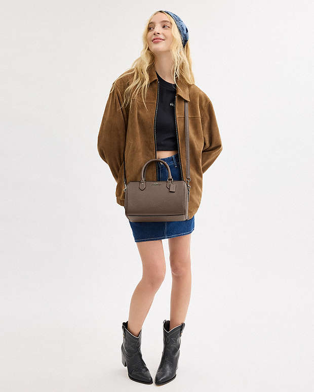 Rowan Satchel Bag Pebbled Leather-Qb-Dark Stone Pebbled Leather-Qb-Dark Stone