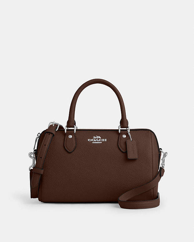 Rowan Satchel Bag Pebbled Leather-Silver-Maple Pebbled Leather-Silver-Maple