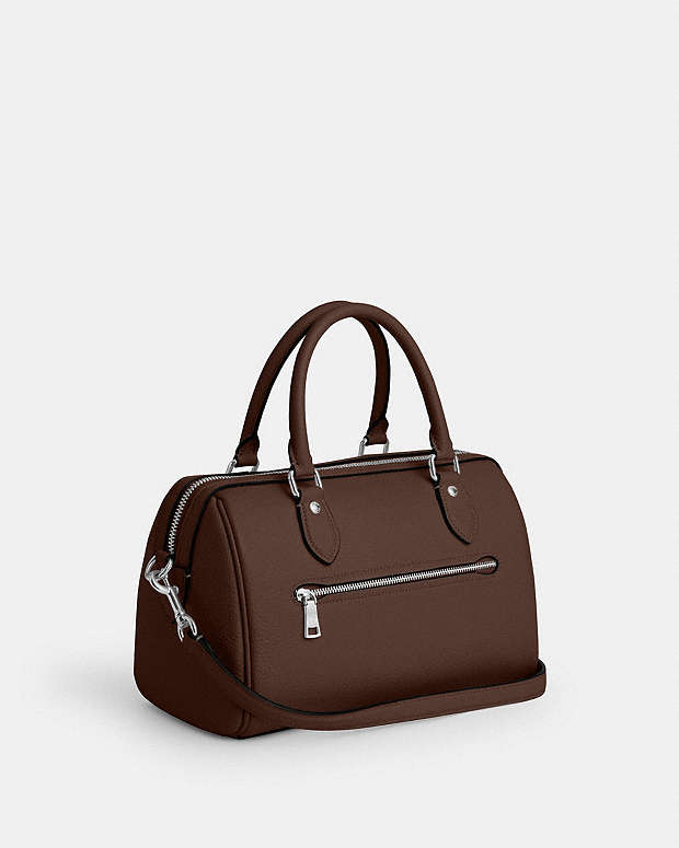 Rowan Satchel Bag Pebbled Leather-Silver-Maple Pebbled Leather-Silver-Maple