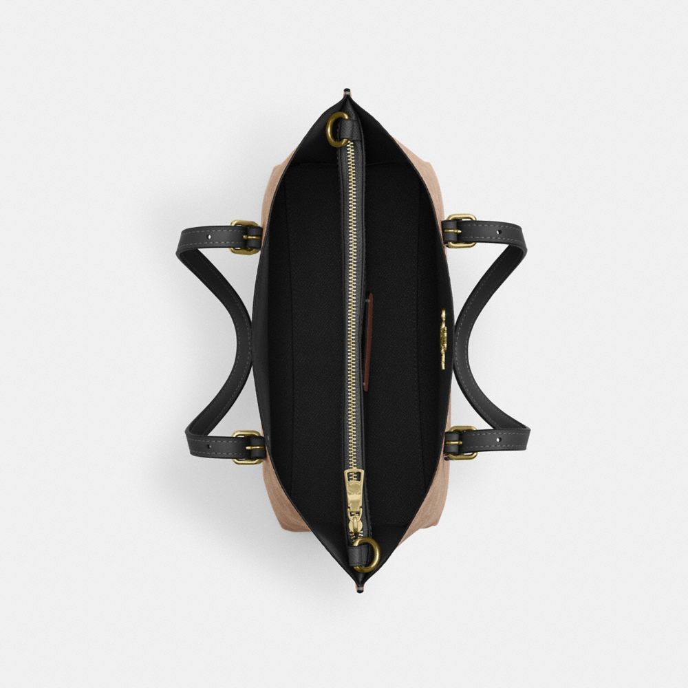 Coach Mollie Tote Bag 25 In Signature Canvas Gold Tan Black