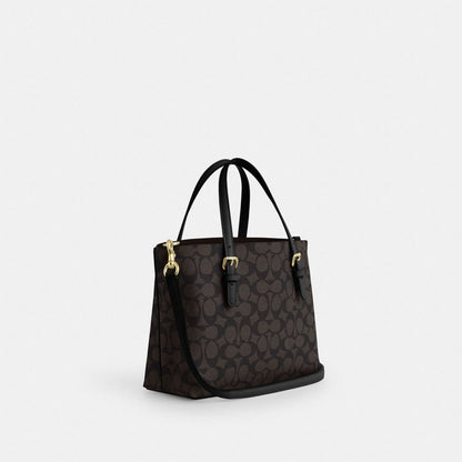 Coach Mollie Tote Bag 25 In Signature Canvas Gold Walnut Black