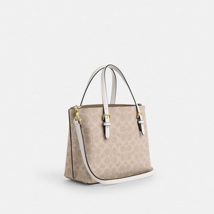 Coach Mollie Tote Bag 25 In Signature Canvas Gold Sand Chalk