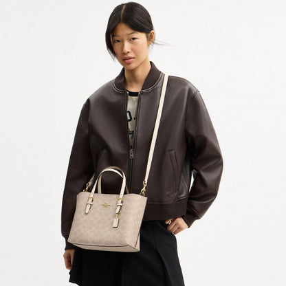 Coach Mollie Tote Bag 25 In Signature Canvas Gold Sand Chalk