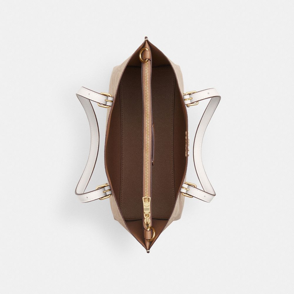 Coach Mollie Tote Bag 25 In Signature Canvas Gold Sand Chalk