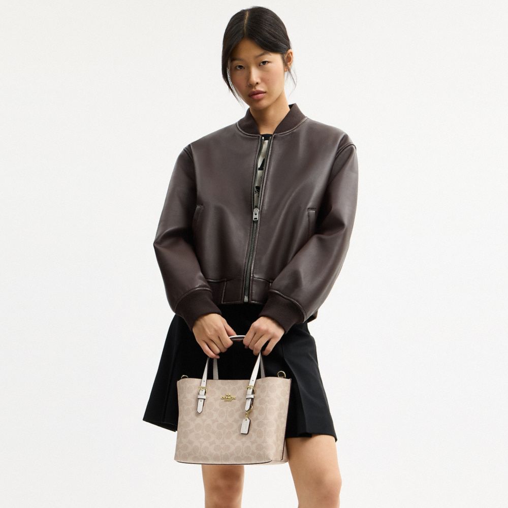 Coach Mollie Tote Bag 25 In Signature Canvas Gold Sand Chalk