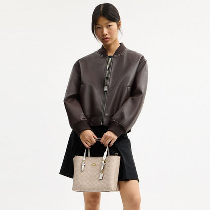Coach Mollie Tote Bag 25 In Signature Canvas Gold Sand Chalk