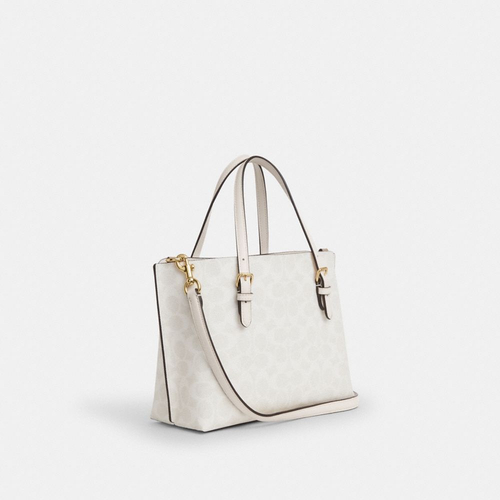 Coach Mollie Tote Bag 25 In Signature Canvas Gold White Chalk