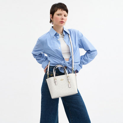 Coach Mollie Tote Bag 25 In Signature Canvas Gold White Chalk