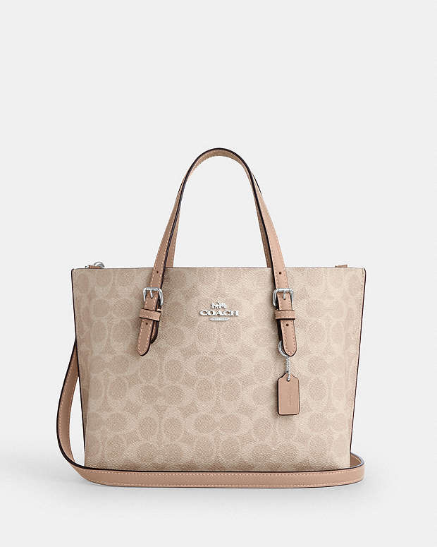 Mollie Tote Bag 25 In Signature Canvas Signature Canvas-Silver-Sand-Taupe Signature Canvas-Silver-Sand-Taupe
