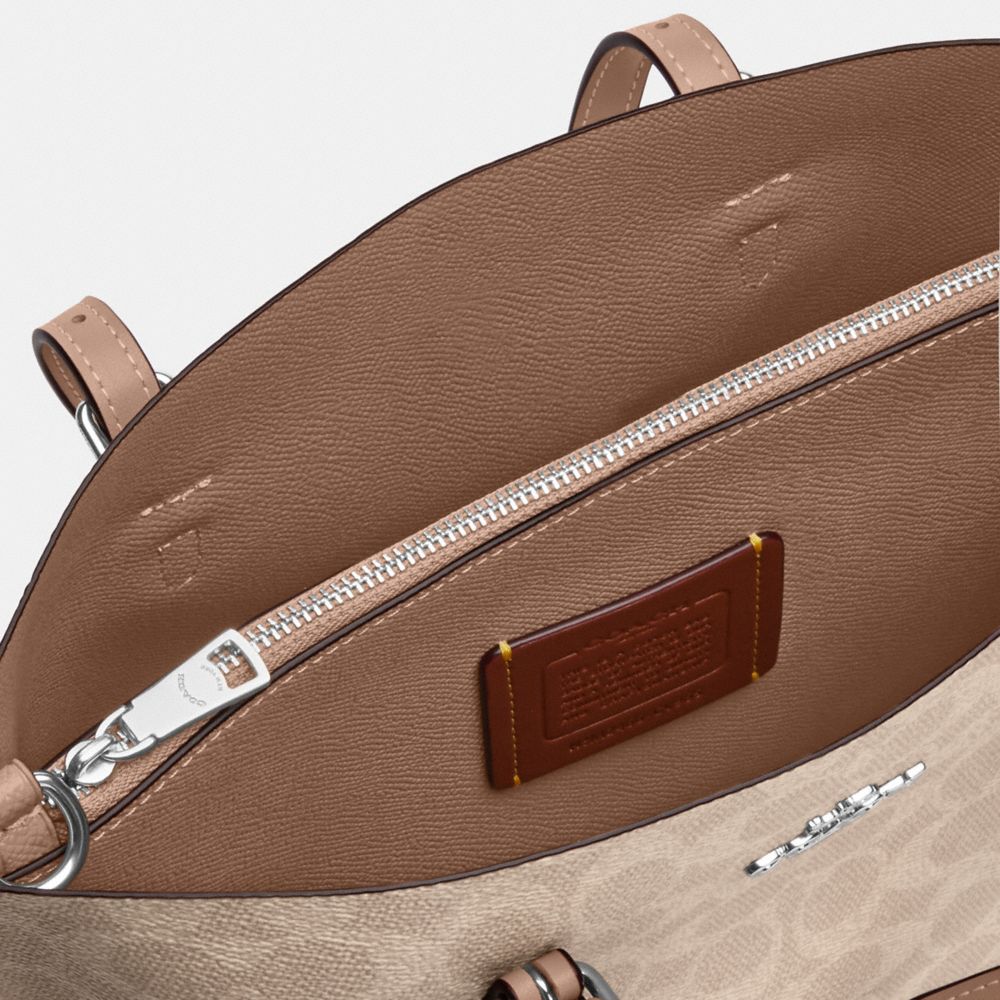 Mollie Tote Bag 25 In Signature Canvas Signature Canvas-Silver-Sand-Taupe Signature Canvas-Silver-Sand-Taupe
