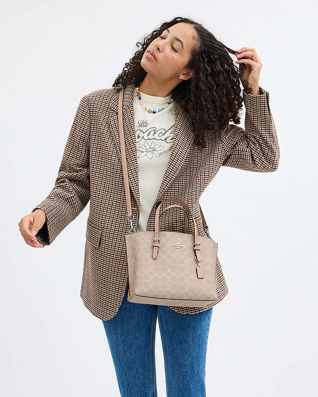 Mollie Tote Bag 25 In Signature Canvas Signature Canvas-Silver-Sand-Taupe Signature Canvas-Silver-Sand-Taupe