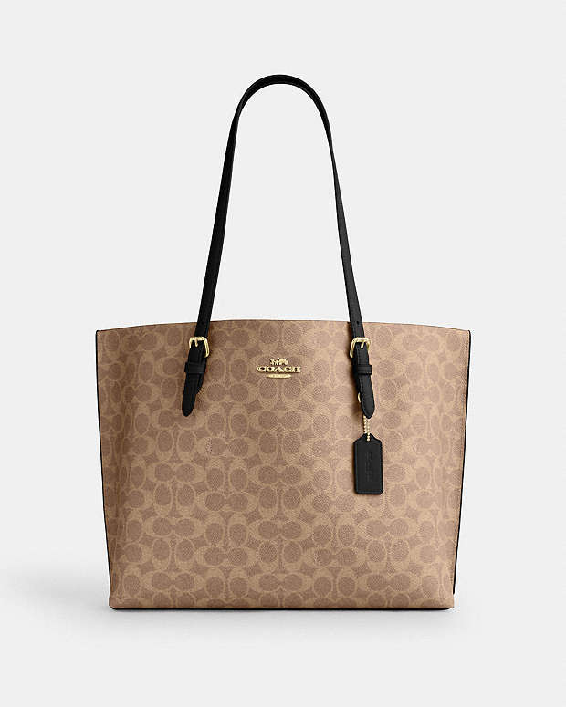 Mollie Tote Bag In Signature Canvas Signature Canvas-Gold-Tan-Black Signature Canvas-Gold-Tan-Black
