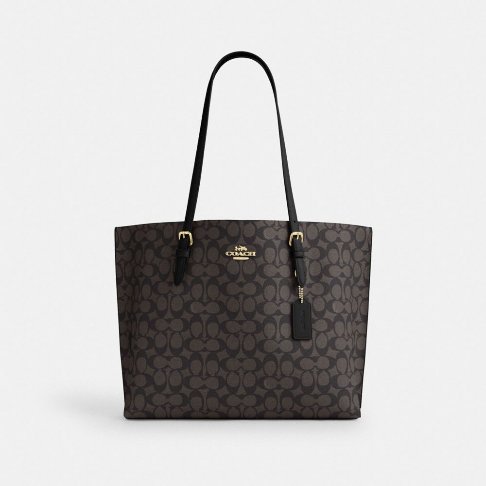 Mollie Tote Bag In Signature Canvas Signature Canvas-Gold-Walnut-Black Signature Canvas-Gold-Walnut-Black