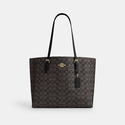 Mollie Tote Bag In Signature Canvas Signature Canvas-Gold-Walnut-Black Signature Canvas-Gold-Walnut-Black