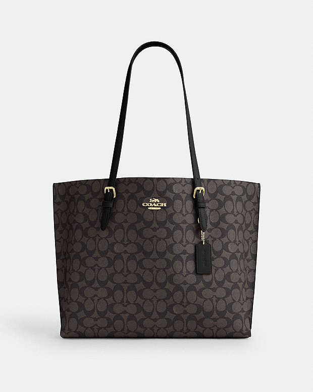 Mollie Tote Bag In Signature Canvas Signature Canvas-Gold-Walnut-Black Signature Canvas-Gold-Walnut-Black