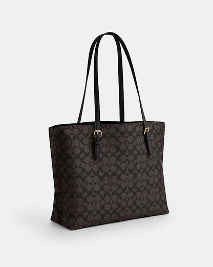 Mollie Tote Bag In Signature Canvas Signature Canvas-Gold-Walnut-Black Signature Canvas-Gold-Walnut-Black
