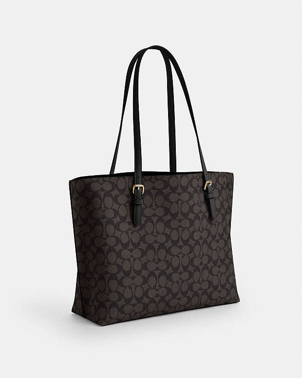 Mollie Tote Bag In Signature Canvas Signature Canvas-Gold-Walnut-Black Signature Canvas-Gold-Walnut-Black