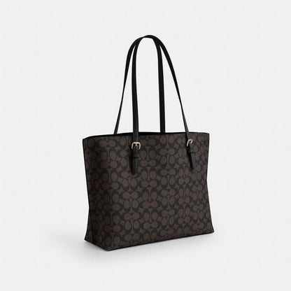 Mollie Tote Bag In Signature Canvas Signature Canvas-Gold-Walnut-Black Signature Canvas-Gold-Walnut-Black