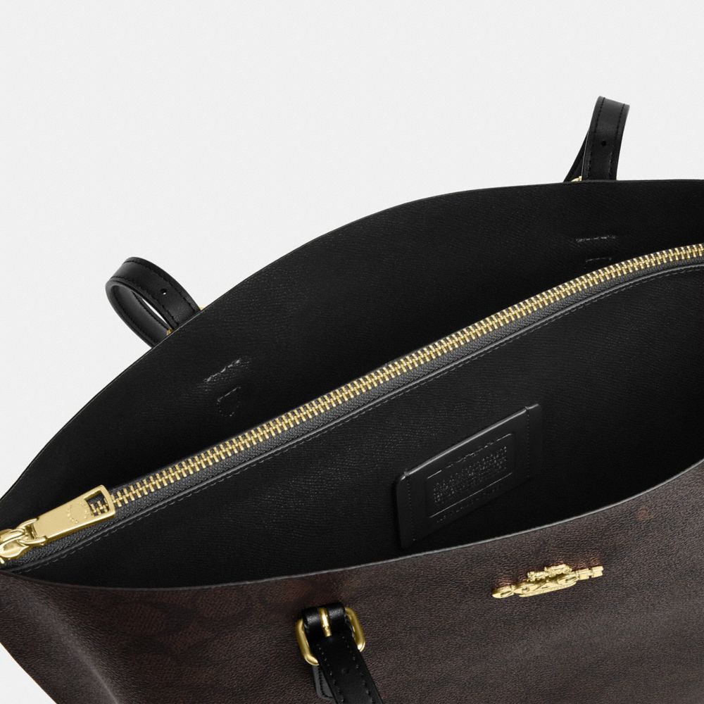 Mollie Tote Bag In Signature Canvas Signature Canvas-Gold-Walnut-Black Signature Canvas-Gold-Walnut-Black