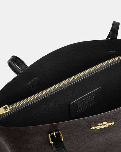 Mollie Tote Bag In Signature Canvas Signature Canvas-Gold-Walnut-Black Signature Canvas-Gold-Walnut-Black
