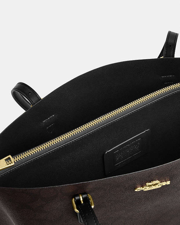 Mollie Tote Bag In Signature Canvas Signature Canvas-Gold-Walnut-Black Signature Canvas-Gold-Walnut-Black