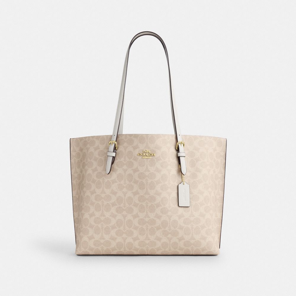 Mollie Tote Bag In Signature Canvas Signature Canvas-Gold-Sand-Chalk Signature Canvas-Gold-Sand-Chalk
