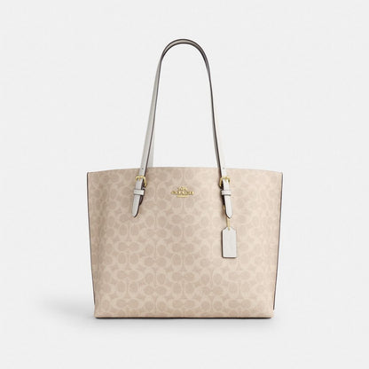 Mollie Tote Bag In Signature Canvas Signature Canvas-Gold-Sand-Chalk Signature Canvas-Gold-Sand-Chalk
