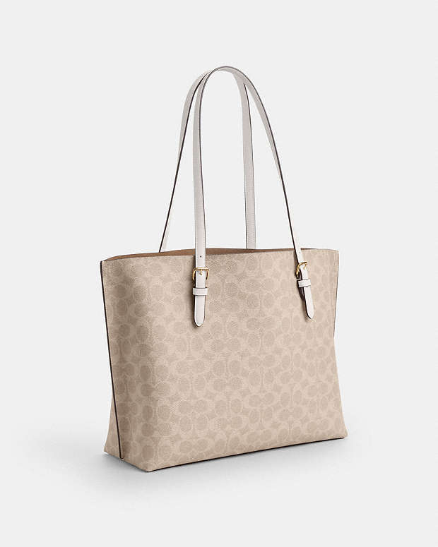 Mollie Tote Bag In Signature Canvas Signature Canvas-Gold-Sand-Chalk Signature Canvas-Gold-Sand-Chalk