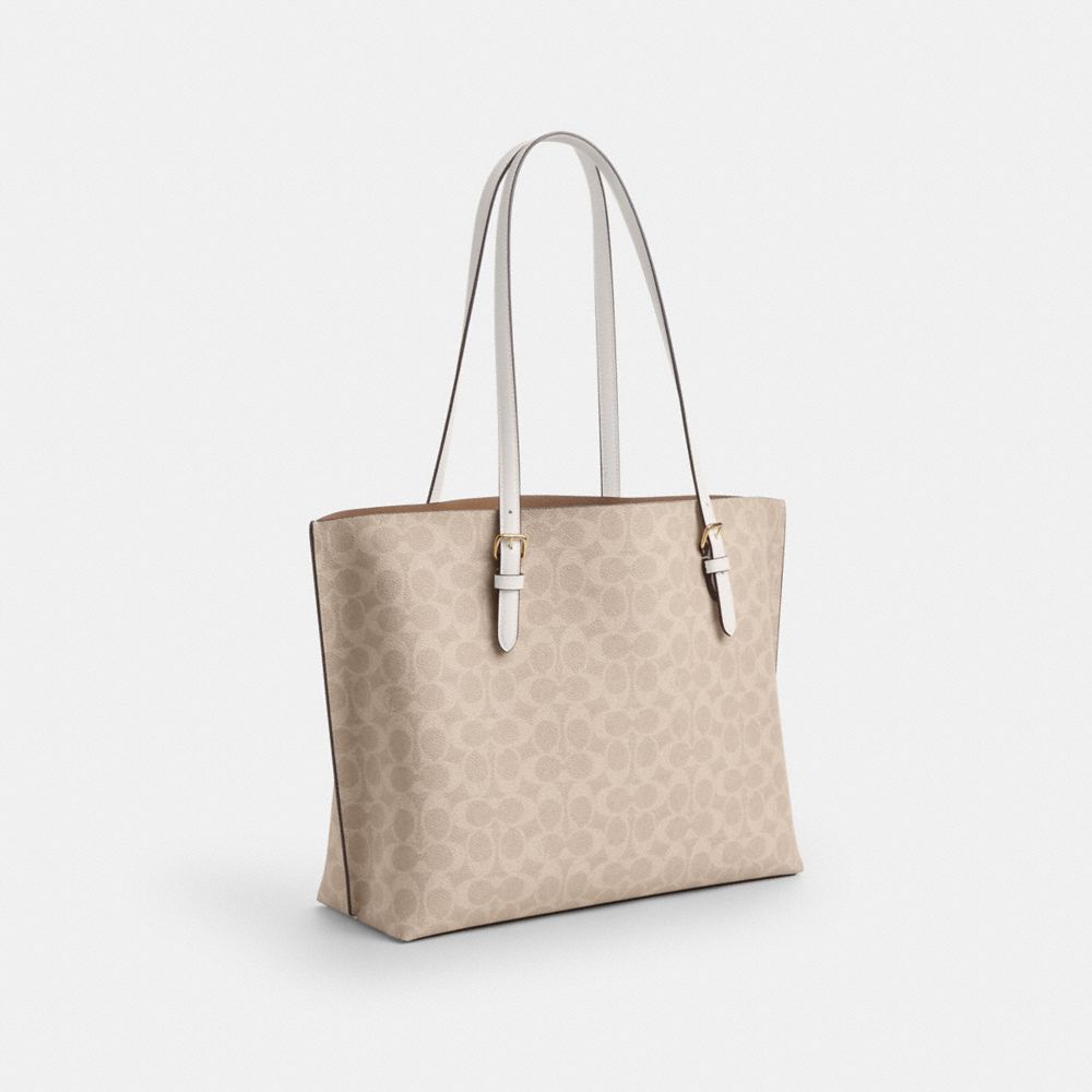 Mollie Tote Bag In Signature Canvas Signature Canvas-Gold-Sand-Chalk Signature Canvas-Gold-Sand-Chalk