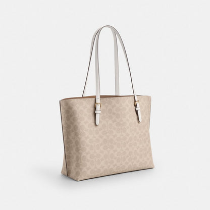 Mollie Tote Bag In Signature Canvas Signature Canvas-Gold-Sand-Chalk Signature Canvas-Gold-Sand-Chalk