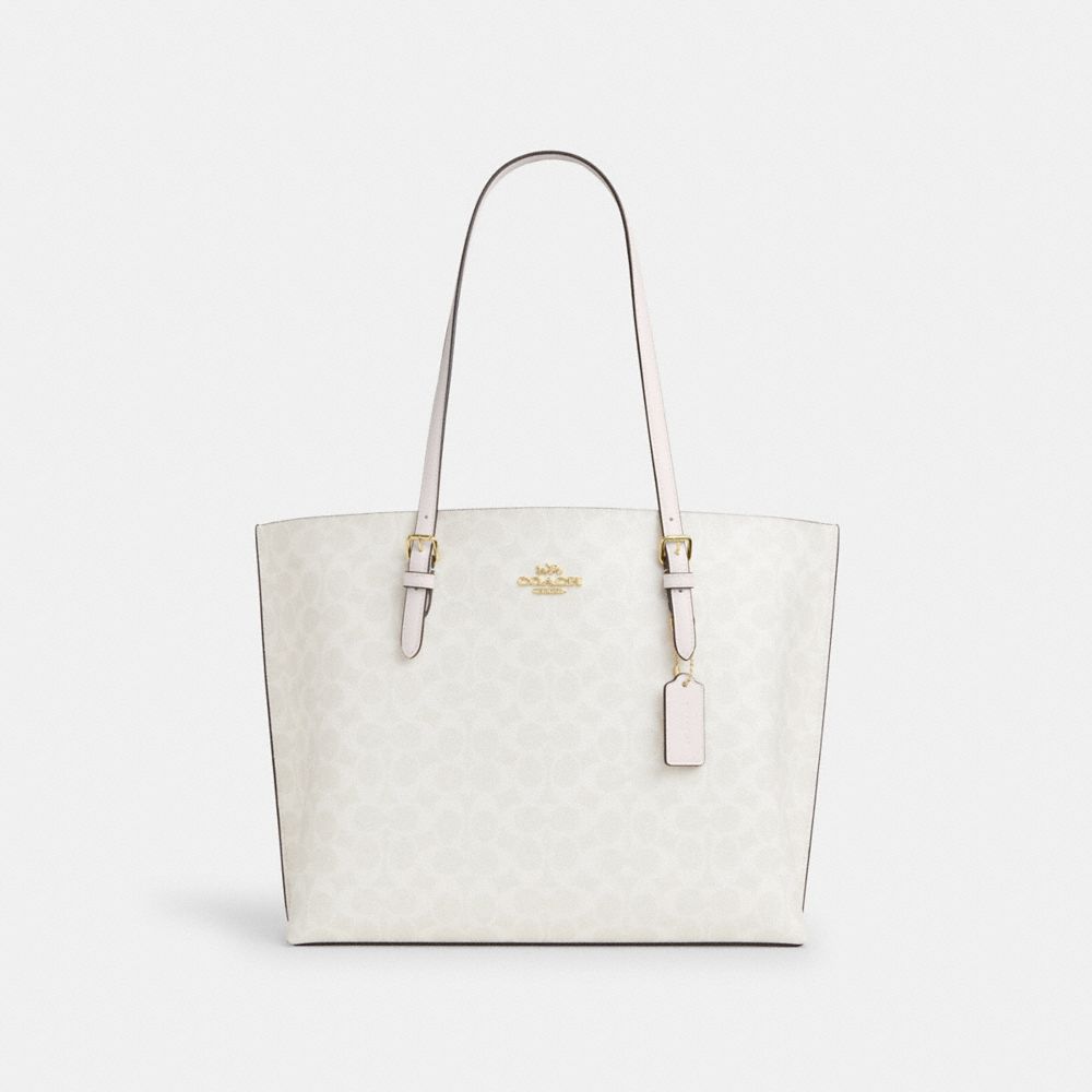 Mollie Tote Bag In Signature Canvas Signature Canvas-Gold-White-Chalk Signature Canvas-Gold-White-Chalk