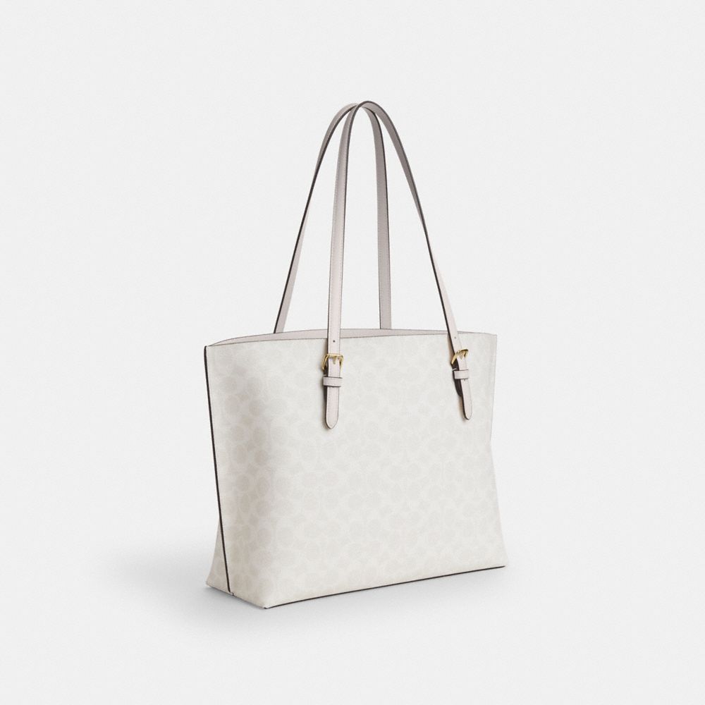 Mollie Tote Bag In Signature Canvas Signature Canvas-Gold-White-Chalk Signature Canvas-Gold-White-Chalk