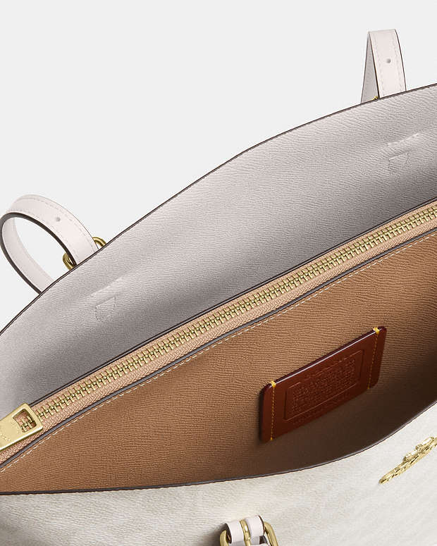 Mollie Tote Bag In Signature Canvas Signature Canvas-Gold-White-Chalk Signature Canvas-Gold-White-Chalk