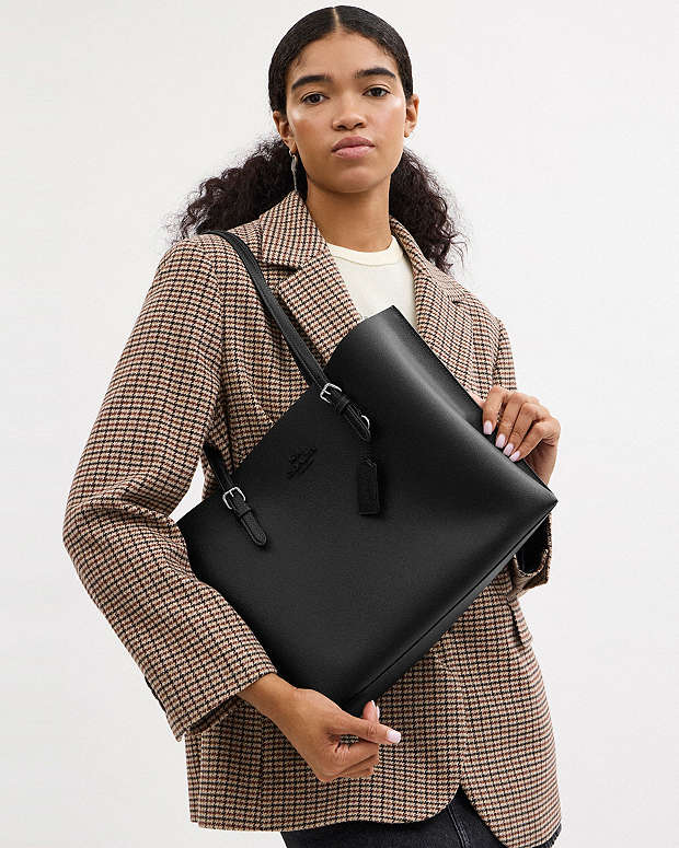 Mollie Tote Bag Leather-Silver-Black Leather-Silver-Black