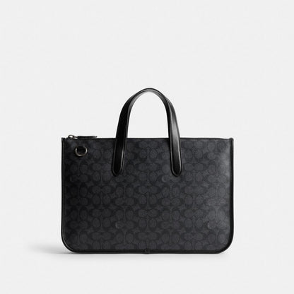 Coach Isaac Workbag In Signature Canvas Charcoal Signature