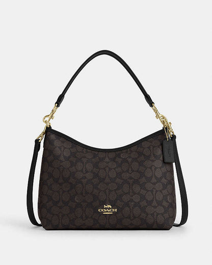 Laurel Shoulder Bag In Signature Canvas Signature Canvas-Gold-Walnut-Black Signature Canvas-Gold-Walnut-Black