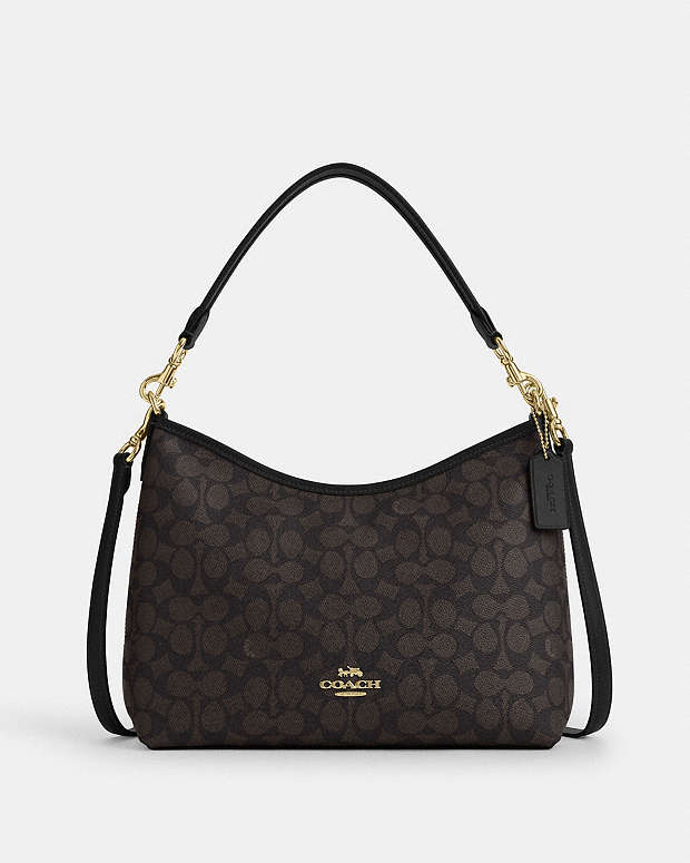 Laurel Shoulder Bag In Signature Canvas Signature Canvas-Gold-Walnut-Black Signature Canvas-Gold-Walnut-Black