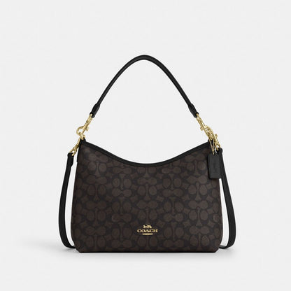 Coach Laurel Shoulder Bag In Signature Canvas Gold Walnut Black