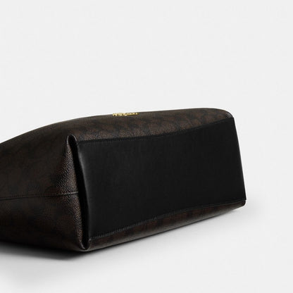 Coach Laurel Shoulder Bag In Signature Canvas Gold Walnut Black