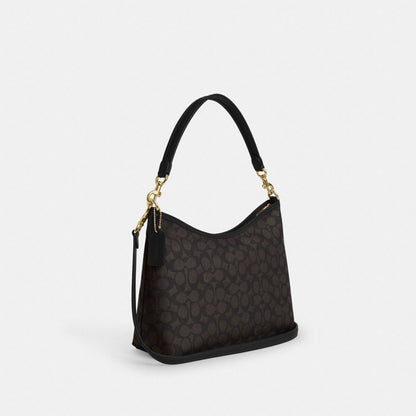 Laurel Shoulder Bag In Signature Canvas Signature Canvas-Gold-Walnut-Black Signature Canvas-Gold-Walnut-Black