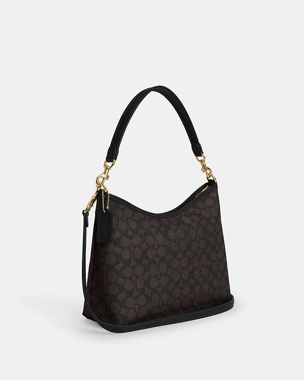 Laurel Shoulder Bag In Signature Canvas Signature Canvas-Gold-Walnut-Black Signature Canvas-Gold-Walnut-Black