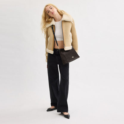 Coach Laurel Shoulder Bag In Signature Canvas Gold Walnut Black